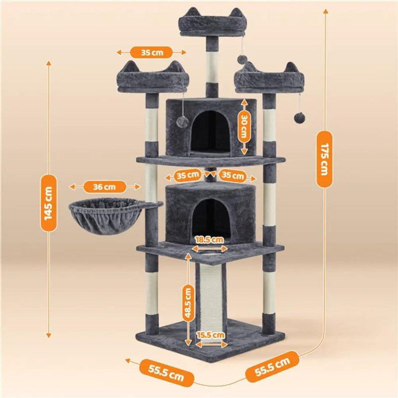 Large Cat Tree Big Cat House Plush Cat Tower by Yaheetech