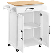 Kitchen Island Cart with Spice Rack Storage Rolling Kitchen Cart by Yaheetech