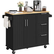 Kitchen Cart Kithen Trolley with Wood Top and Drop Leaf Breakfast Bar by Yaheetech