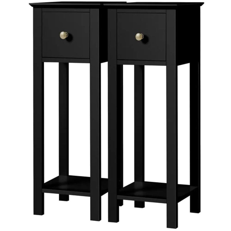 Slim Bedside Tables Set of 2 End Tables With Storage Drawers by Yaheetech