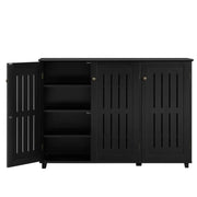 Louvered Door 4 Tier Shoe Storage Cabinet 3-Door Wide Shoe Rack by Yaheetech