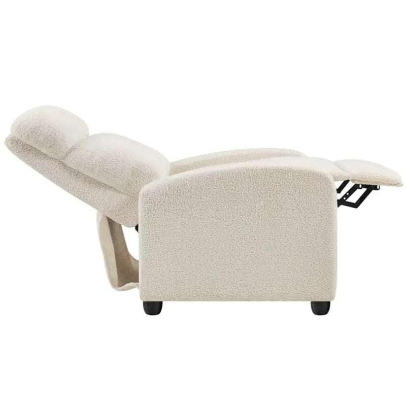 Upholstered Recliner Boucle Recliner Sofa Adjustable Modern Single Reclining Chair by Yaheetech