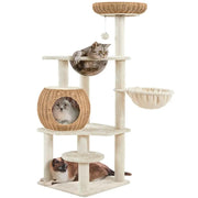 54″ Tall Rattan Cat Tree Cat Tower by Yaheetech