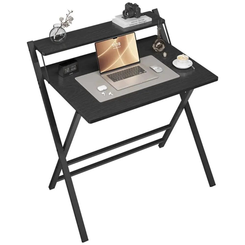 2-Tier Foldable Computer Desk w/ Monitor Shelf by Yaheetech