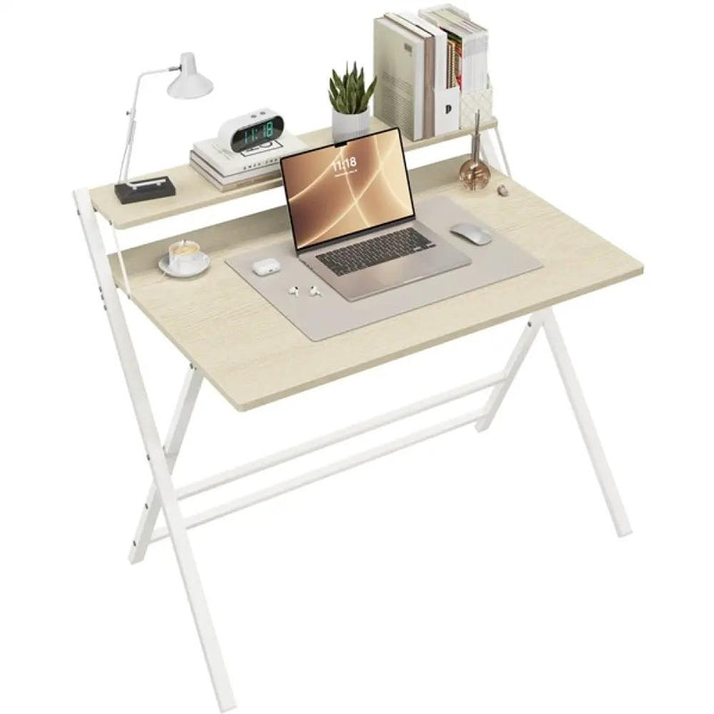 2-Tier Foldable Computer Desk w/ Monitor Shelf by Yaheetech