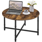 80cm Rustic Round Coffee Table Minimal Vintage Industrial Coffee Table by Yaheetech