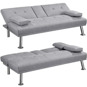Fabric Upholstered Convertible Futon Sofa Bed by Yaheetech