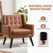 Button Tufted Armchair with Solid Wood Legs by Yaheetech