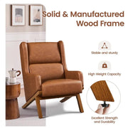 High Back PU Leather Accent Armchair by Yaheetech