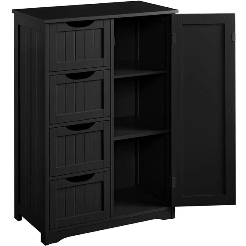 Wooden Bathroom Cabinet 4 Drawers & Cupboard Bathroom Storage Unit by Yaheetech