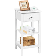 Narrow Bedside Table Nightstand with 1 Drawer 2 Shelves by Yaheetech