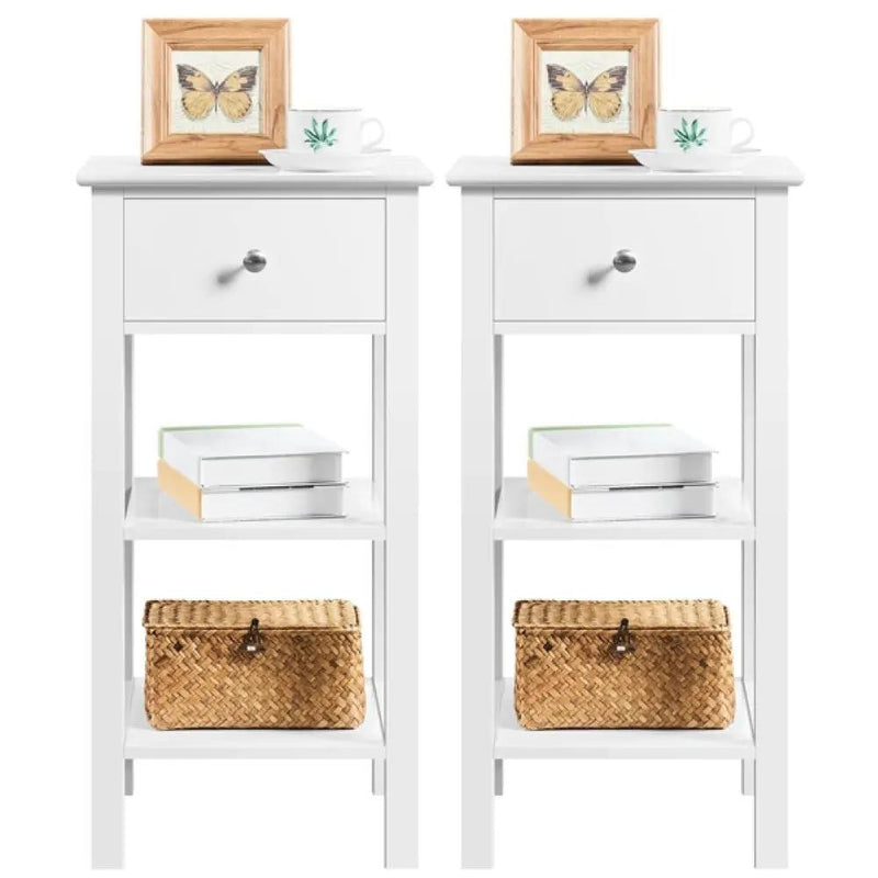 2PCS Narrow Bedside Table Nightstand by Yaheetech