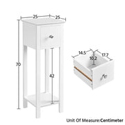Slim Bedside Tables Nightstand Set of 2 by Yaheetech