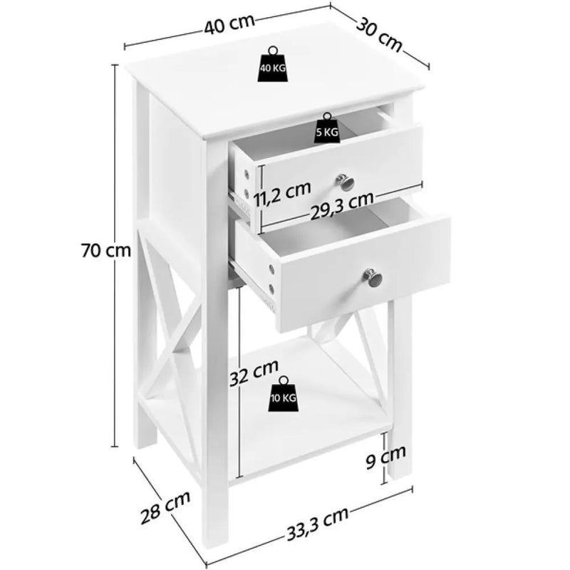 70cm Tall Bedside Table End Table by Yaheetech
