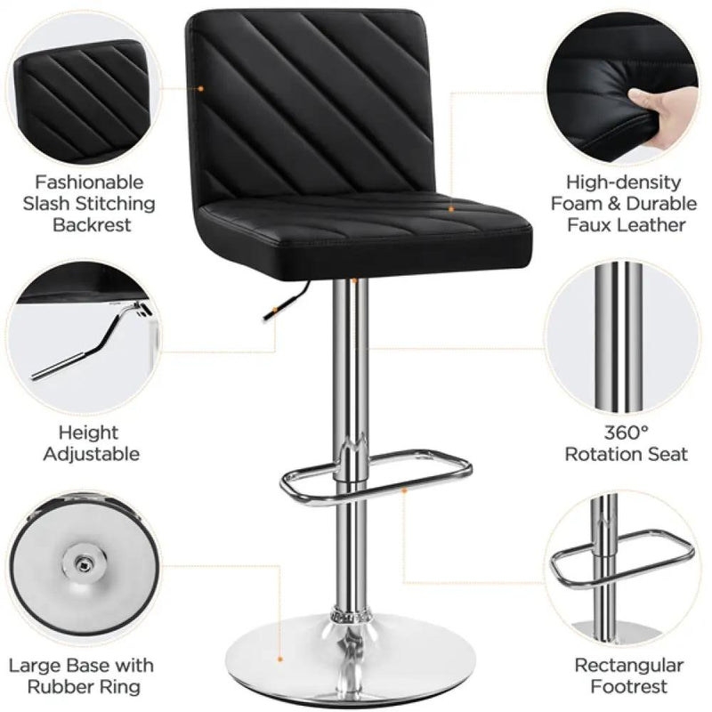 2pcs Modern PU Leather Swivel Bar Stools by Yaheetech