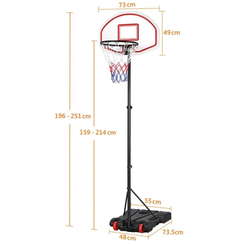 1.9-2.5M Height-Adjustable Basketball Hoop System by Yaheetech