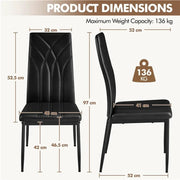 Set of 4 High Back Dining Chairs Upholstered Kitchen Chairs by Yaheetech