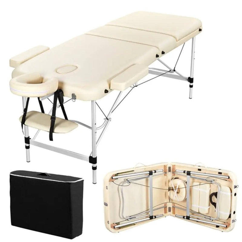 Adjustable 3 Fold Massage Bed Aluminum Alloy Massage Couch by Yaheetech