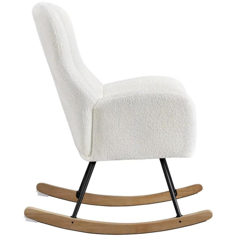 Boucle Upholstered Armchair Rocking Chair by Yaheetech