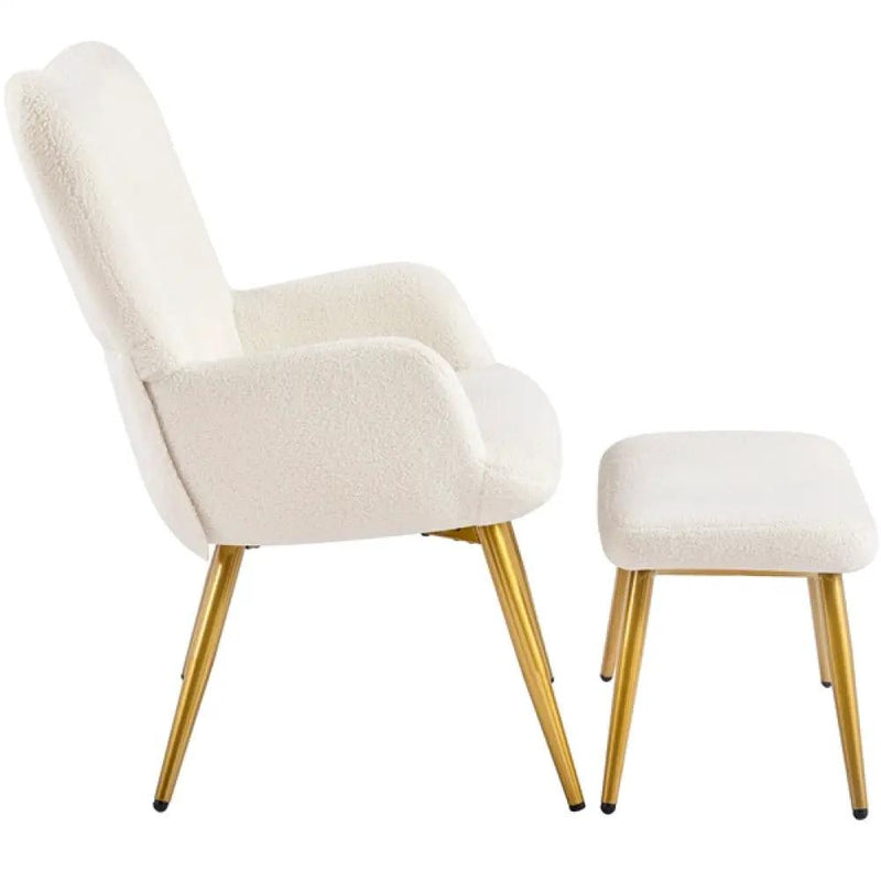 Boucle Accent Chair and Ottoman by Yaheetech