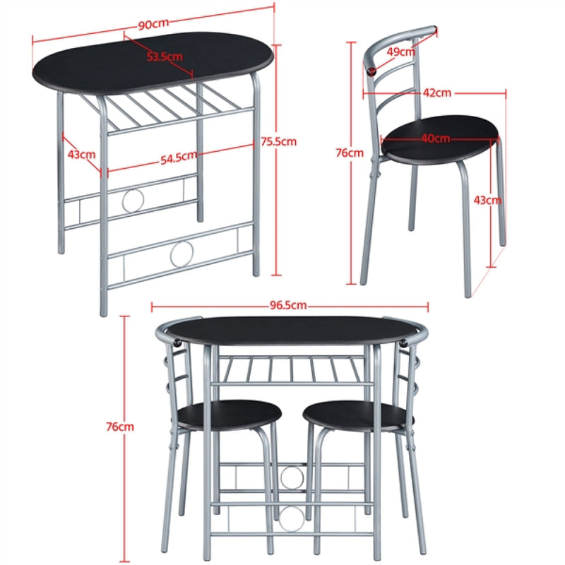 Modern Round Dining Table Set for 2 Chairs + 1 Table by Yaheetech