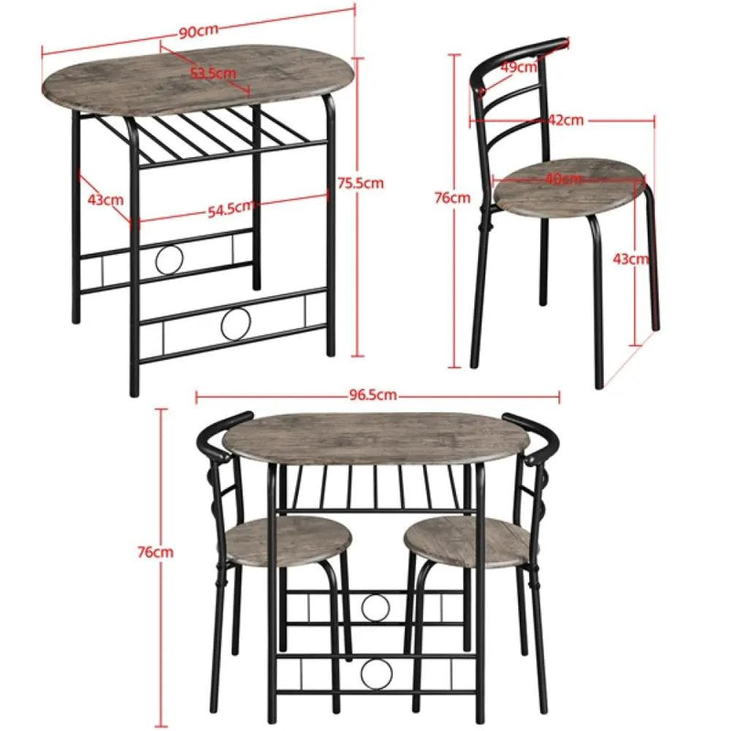 3 Piece Dining Set Dining Table Dining Chair Set by Yaheetech
