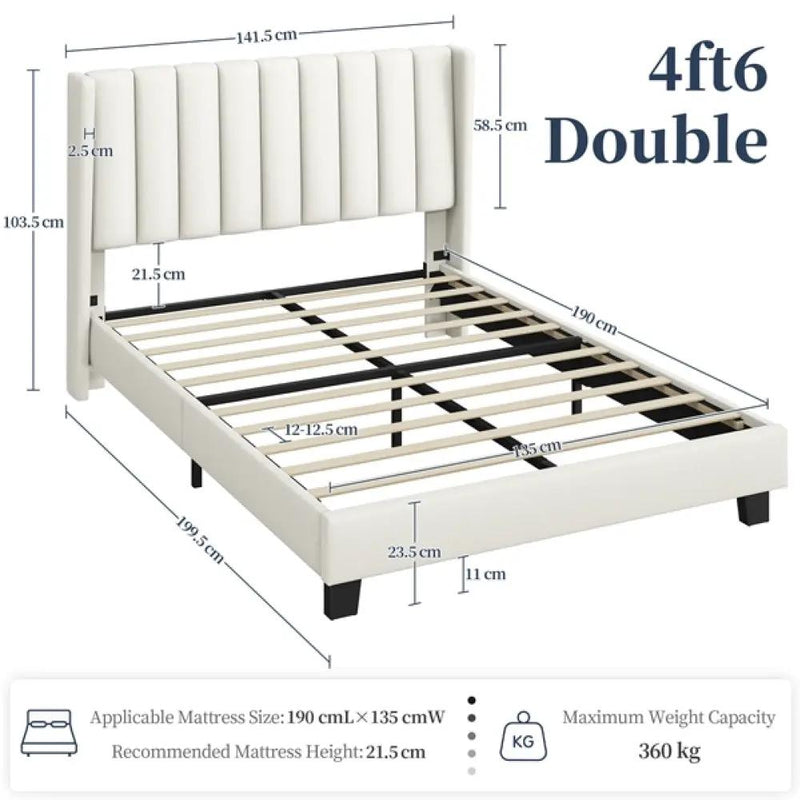 135 cm W x 190 cm L Bed Frame With Base by Yaheetech