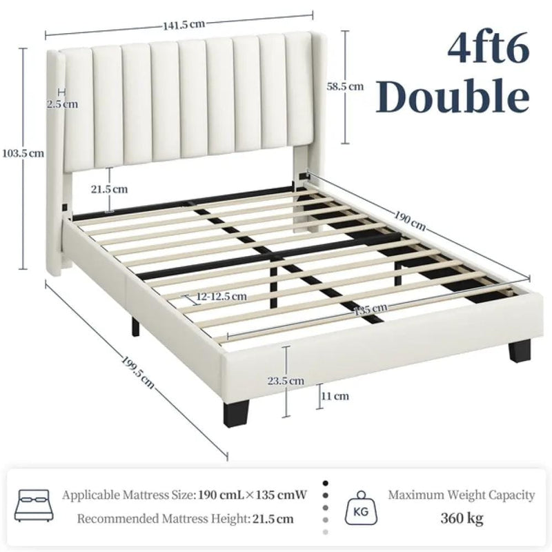 Yaheetech 135 cm W x 190 cm L Bed Frame With Base 135 cm W x 190 cm L Bed Frame With Base