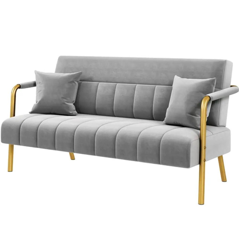 Yaheetech Upholstered Sofa Couch with Gold-tone Metal Arms and Legs Upholstered Sofa Couch with Gold-tone Metal Arms and Legs