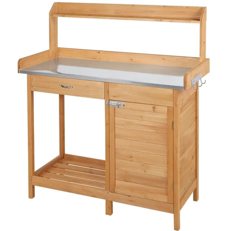 Outdoor Garden Potting Bench Table Work Bench Metal Tabletop by Yaheetech