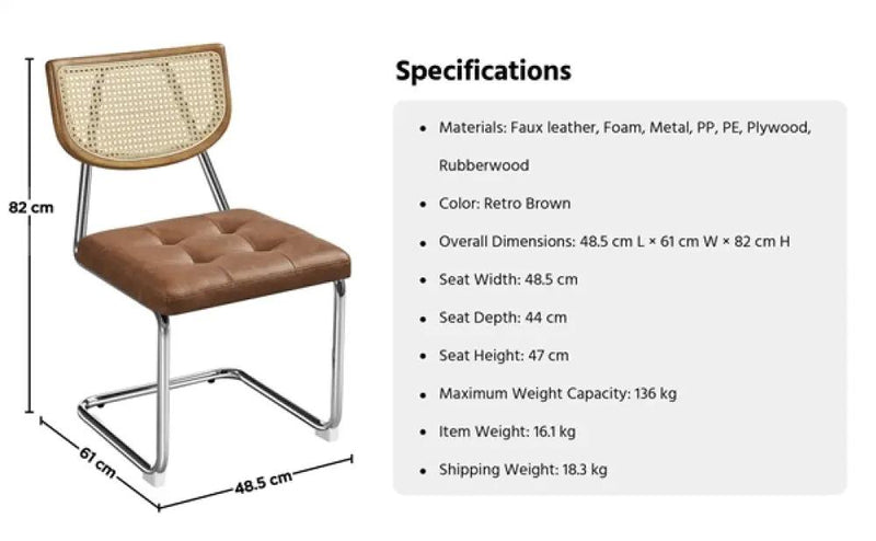 6PCS Mid-Century Modern Dining Chairs with Mesh Rattan Back by Yaheetech