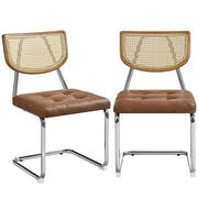 6PCS Mid-Century Modern Dining Chairs with Mesh Rattan Back by Yaheetech