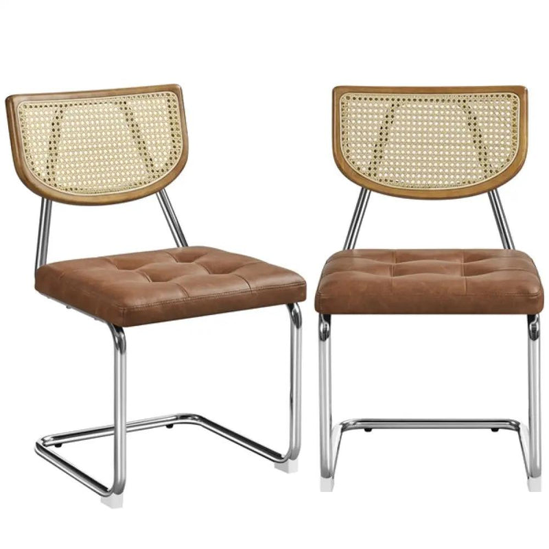 6PCS Mid-Century Modern Dining Chairs with Mesh Rattan Back by Yaheetech