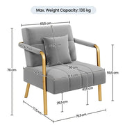 Velvet Upholstered Sofa Couch + Accent Armchair Lounge Chair by Yaheetech