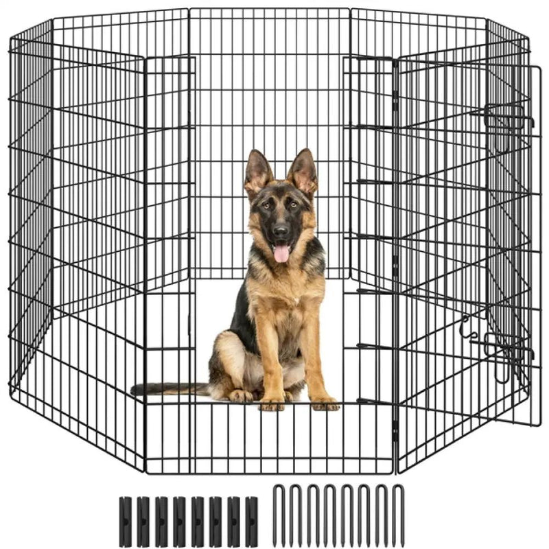 8 Panel Foldable Metal Dog Exercise Pen by Yaheetech