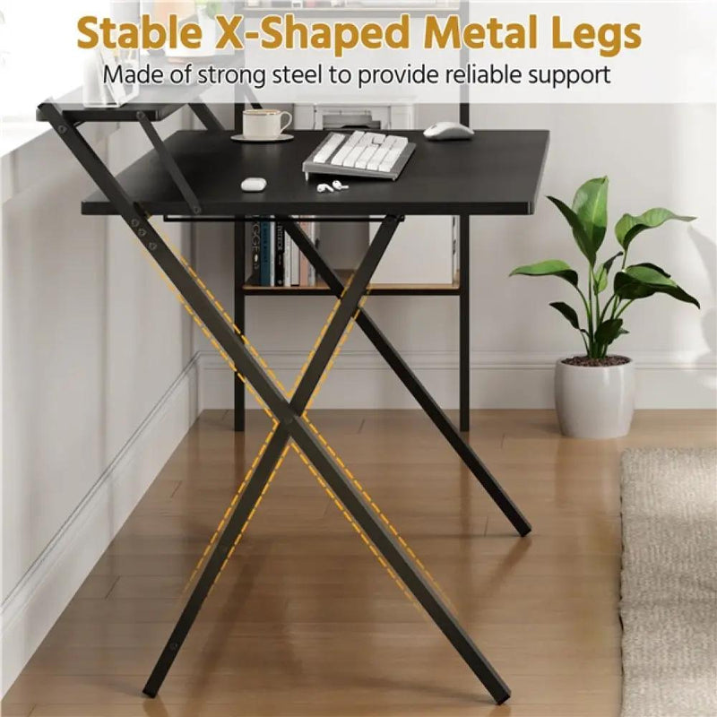 2-Tier Foldable Computer Desk w/ Monitor Shelf by Yaheetech