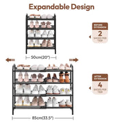 4-Tier Expandable Iron Shoe Rack by Yaheetech