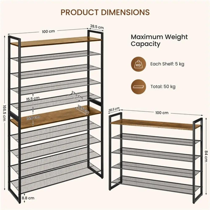 10-Tier Iron Shoe Rack Organizer by Yaheetech