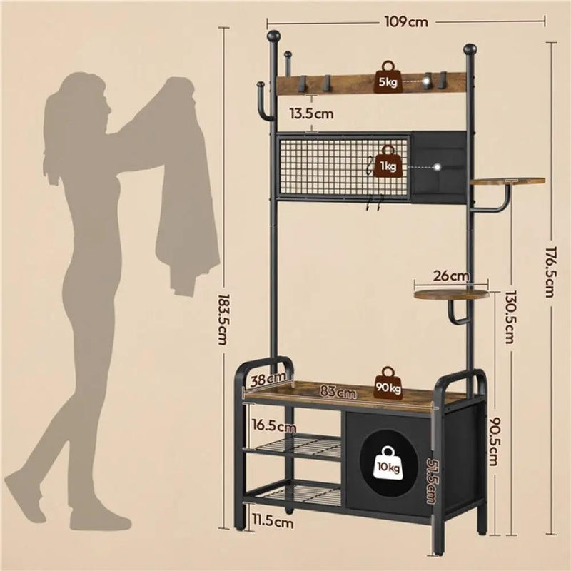 Hall Tree with Cat House Coat Rack Shoe Rack by Yaheetech