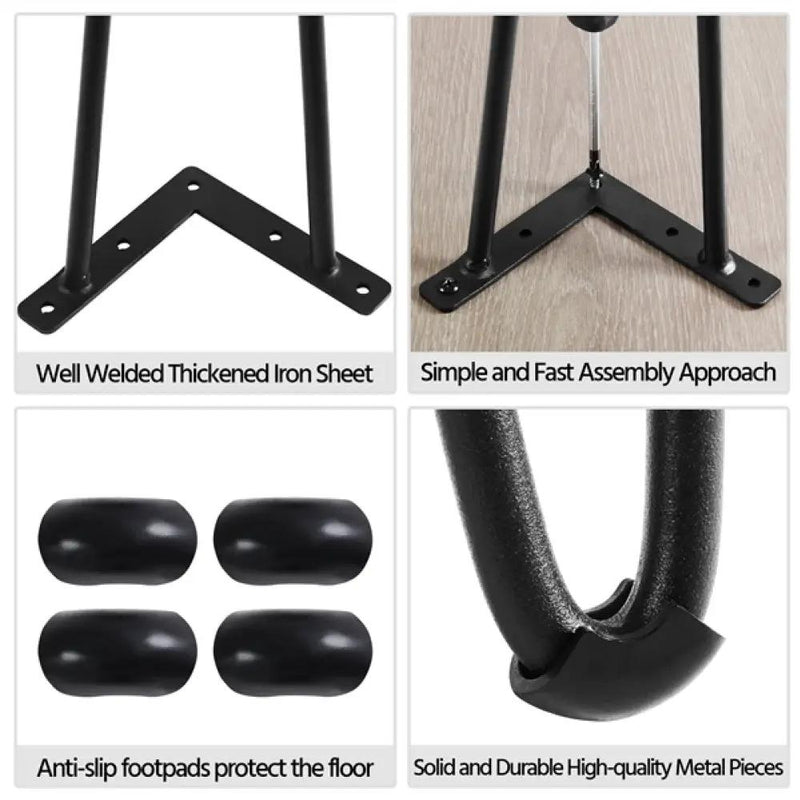 4PCS 16 Inch Solid Hairpin Coffee Table Legs 3-Rods by Yaheetech