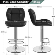 2PCS Adjustable Bar Stool Modern Faux Leather Swivel Bar Chair by Yaheetech