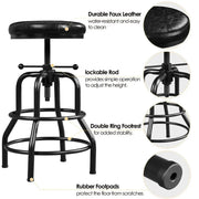 Vintage Industrial Bar Stool Rustic Swivel Bar Stool by Yaheetech