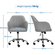 Modern Velvet Desk Chair Soft Height-Adjustable 360°Swivel Computer Chair by Yaheetech