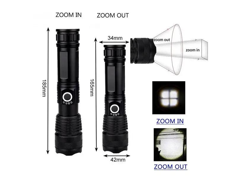 LED Torch Rechargeable High Lumens Flashlight with 26650 Battery by dealonline.co.nz