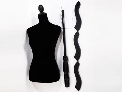 HALF BODY MANNEQUIN WOODEN Style STAND VELVET SURFACE - Black by dealonline.co.nz