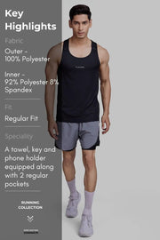 2 in 1 Mesh Shorts Foggy Grey With Black by Fuaark Nz