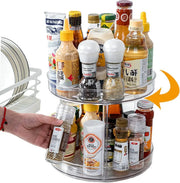 2 Tier Lazy Susan Turntable Organizer Spice Rack Makeup Organizer by salelink.co.nz