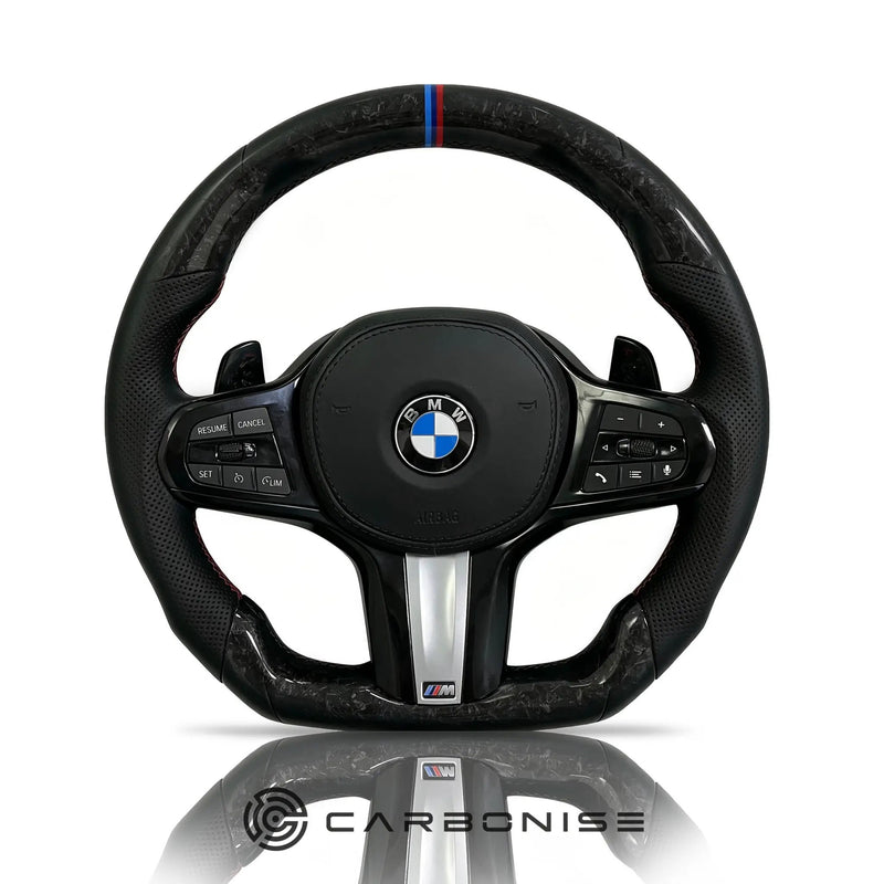 BMW Steering Wheel (Forged Carbon Fiber+Perforated Leather) #12 by CARBONISE