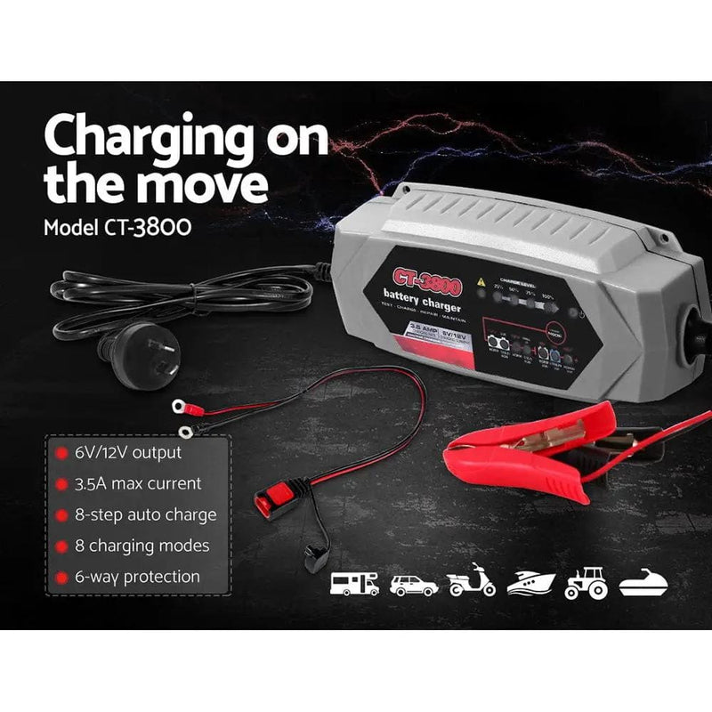 SportZone.co.nz Auto Accessories > Auto Accessories Others 12V Automatic Car Battery Charger 6V 3.5Amp Vehicle Truck Chargers AGM 12V Automatic Car Battery Charger 6V 3.5Amp Vehicle Truck Chargers AGM