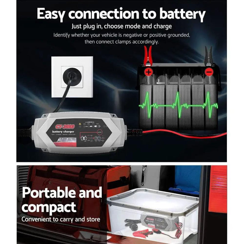 SportZone.co.nz Auto Accessories > Auto Accessories Others 12V Automatic Car Battery Charger 6V 3.5Amp Vehicle Truck Chargers AGM 12V Automatic Car Battery Charger 6V 3.5Amp Vehicle Truck Chargers AGM